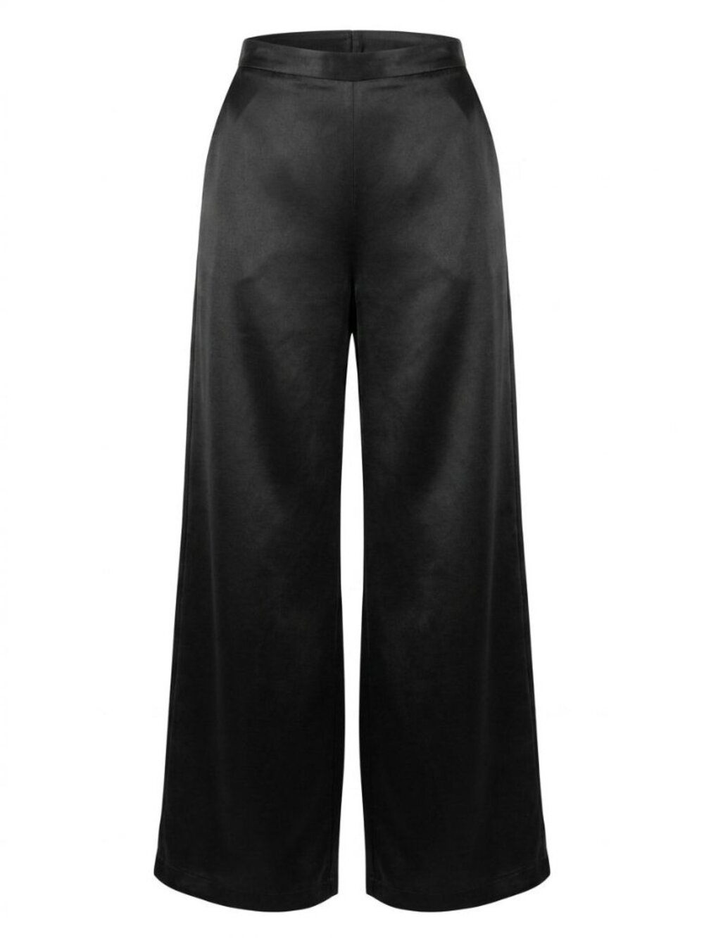 NWT Athleta Calm Cool Pant Sz S Black Satin Wide Leg Cupro Pull-On Lounge Flowy